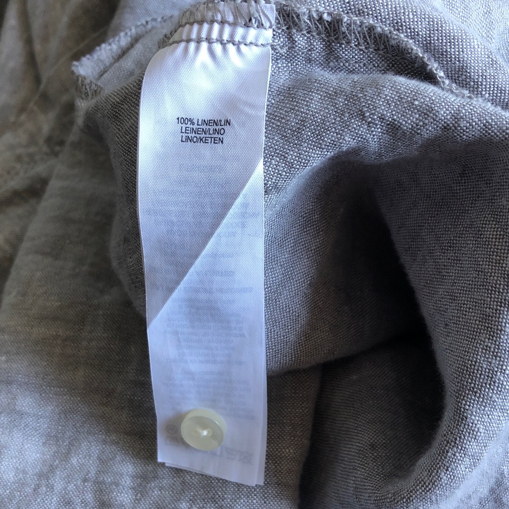 Muji Linen 3/4 Sleeve Pocket Dress Heathered Grey Medium Lagenlook Layering - Picture 13 of 16